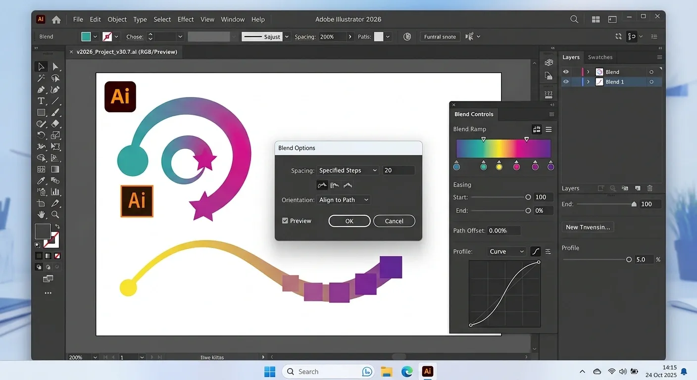 Blend Panel Adobe Illustrator 2026