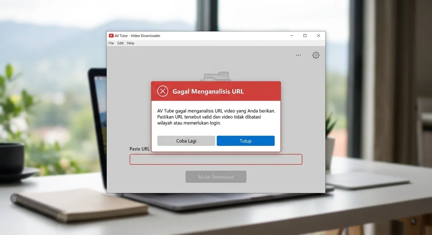 AV Tube gagal menganalisis URL video