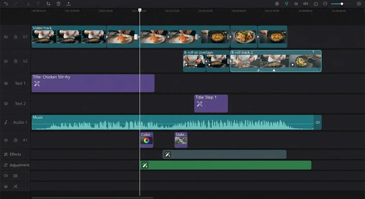 Timeline editing video CapCut PC