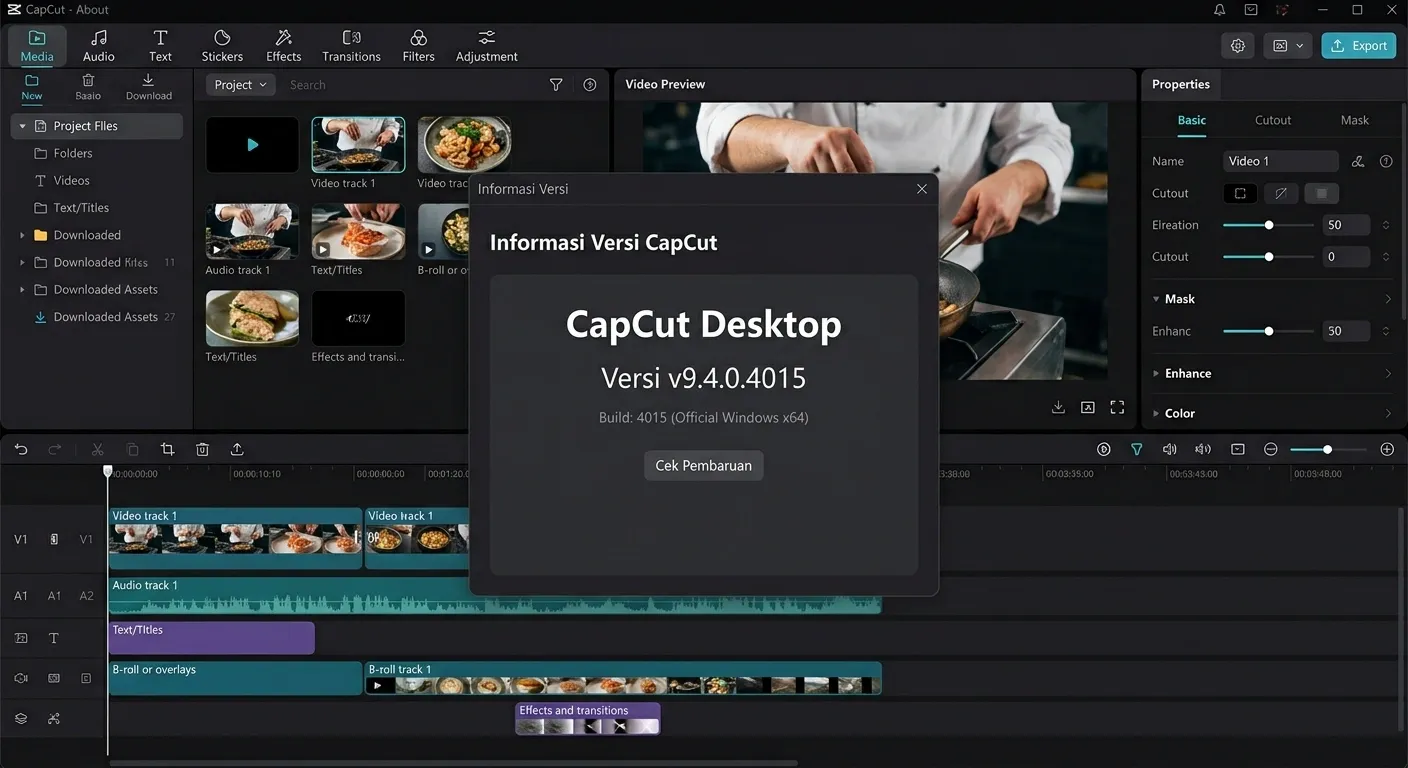 Informasi versi CapCut