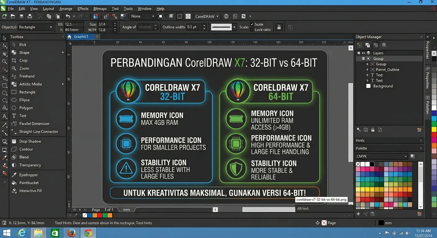 Perbandingan CorelDRAW X7 32-bit dan 64-bit