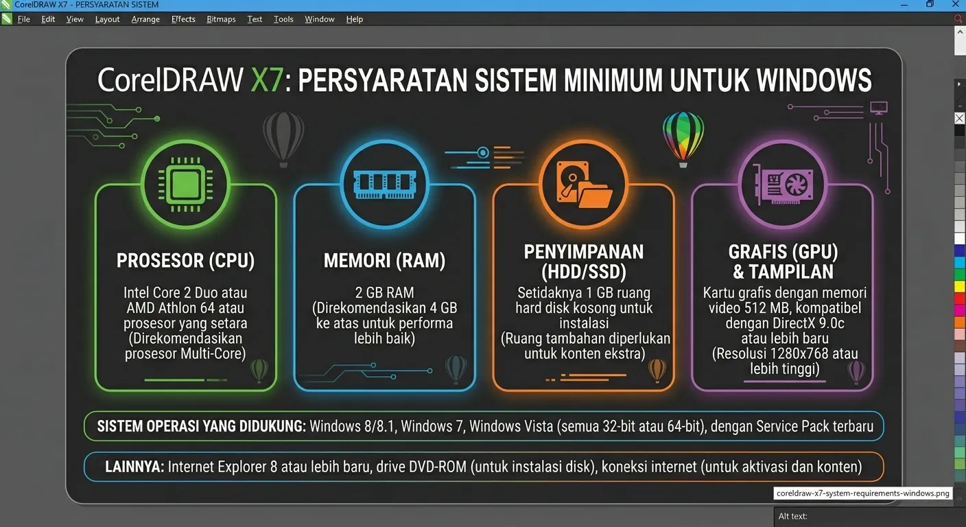 System requirements CorelDRAW X7 untuk Windows