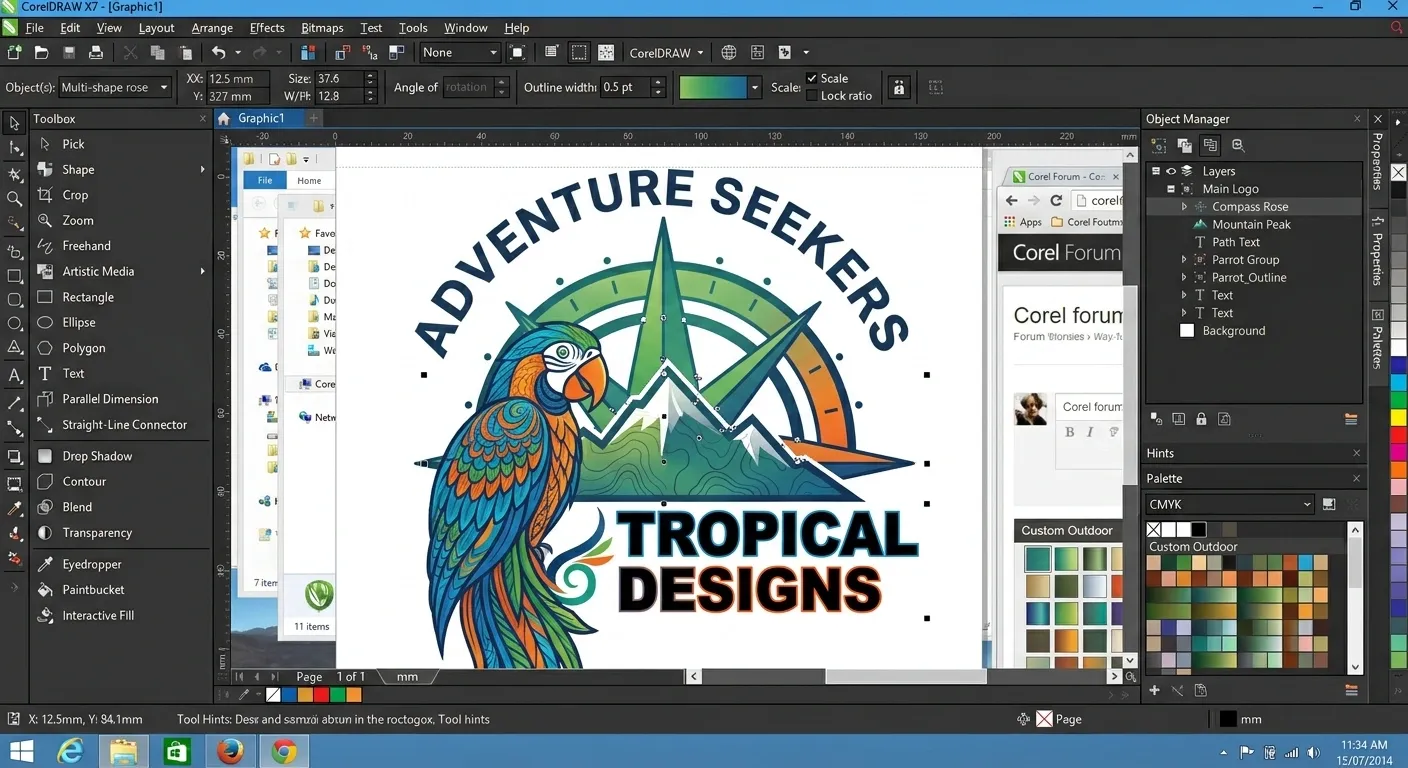 Workspace desain vektor CorelDRAW X7