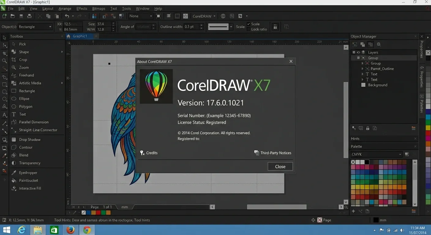 CorelDRAW X7 v17.6.0.1021 versi software