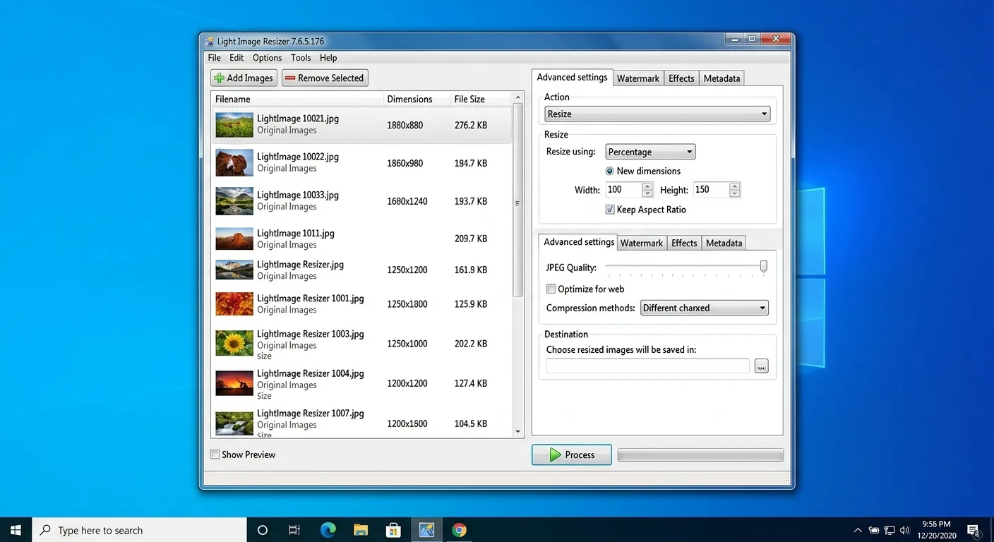 Light Image Resizer 7.6.5.176 interface on Windows