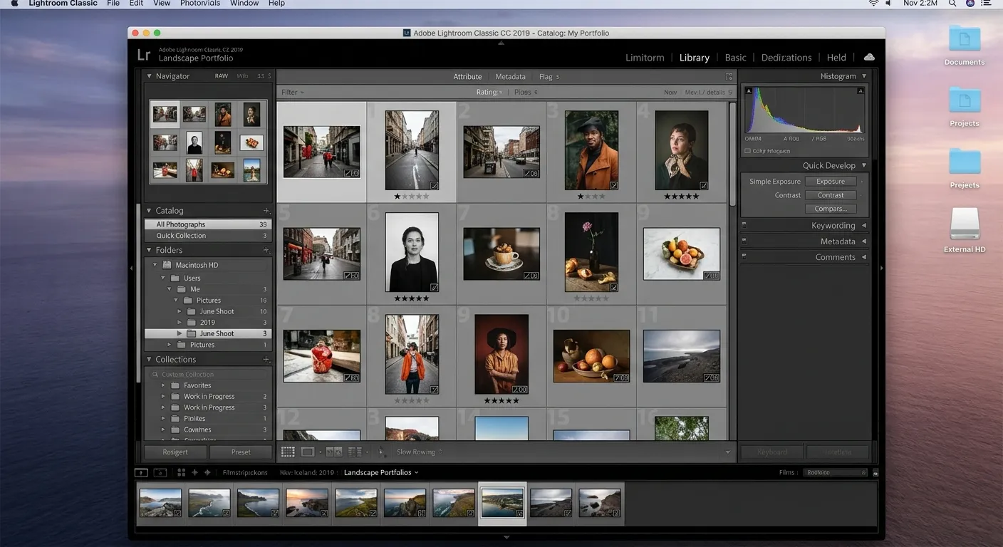 Modul Perpustakaan Lightroom Classic dengan katalog foto