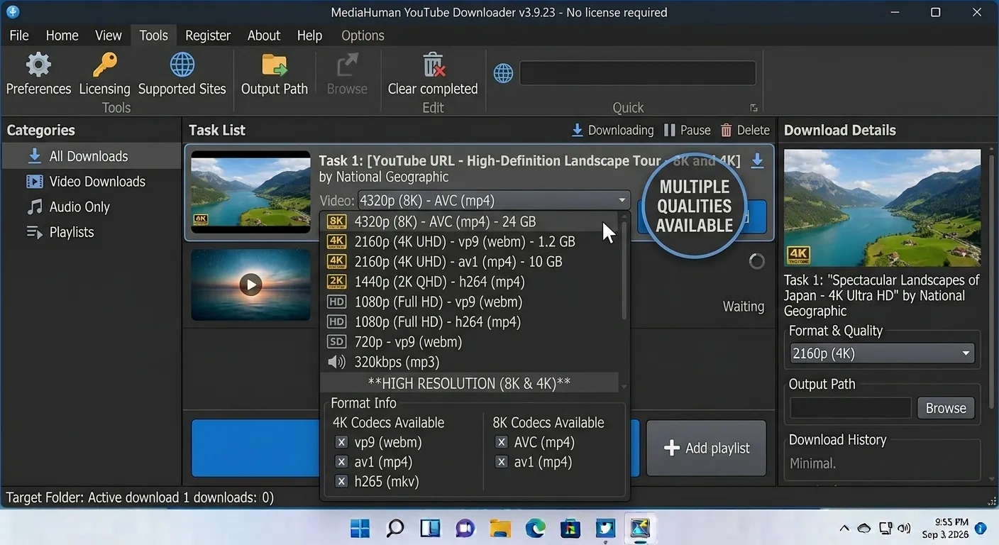 MediaHuman YouTube Downloader 4K and 8K video quality