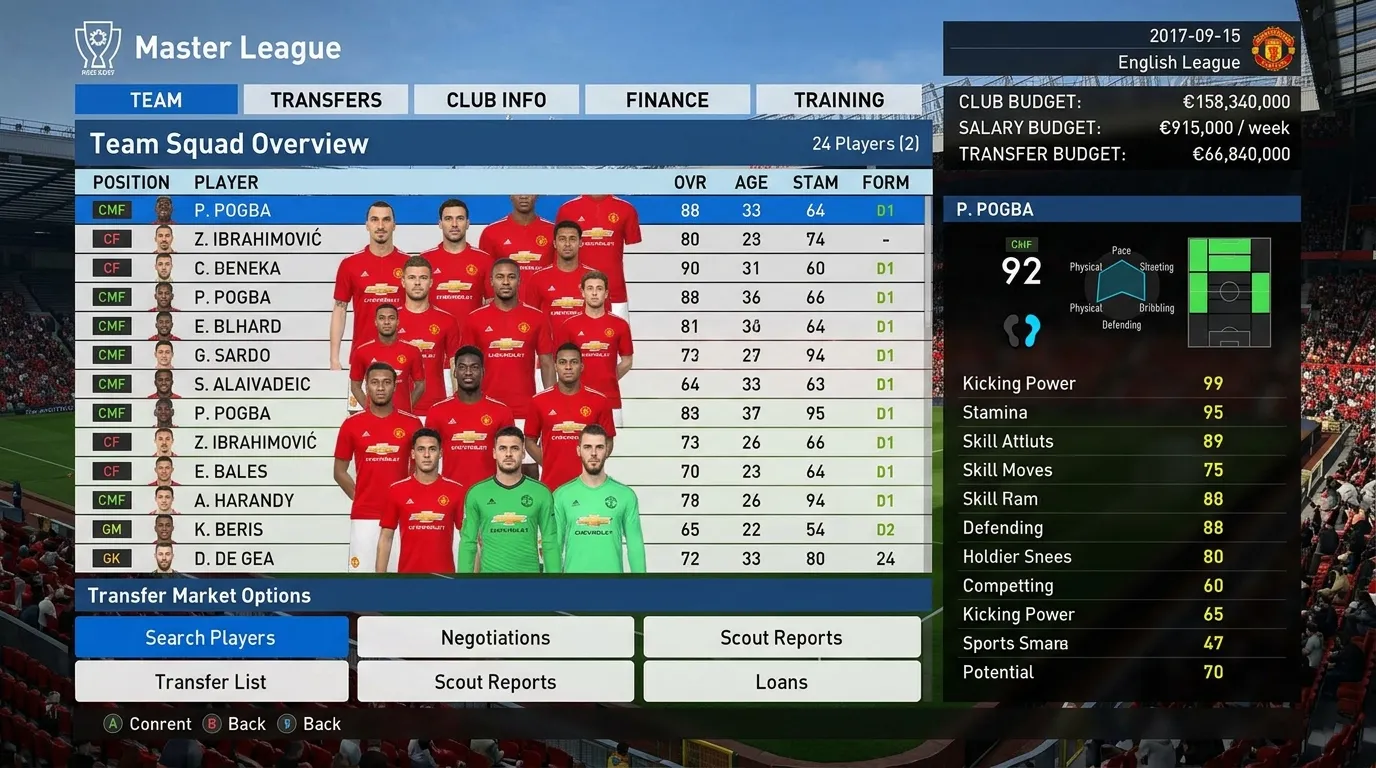 PES 2017 Master League mode on PC