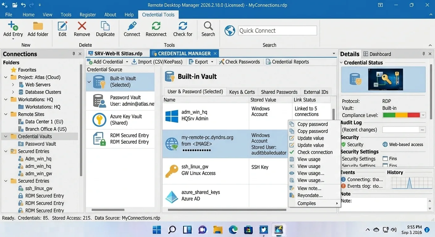 Remote Desktop Manager credential management