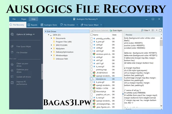 Auslogics File Recovery Full Bagas31